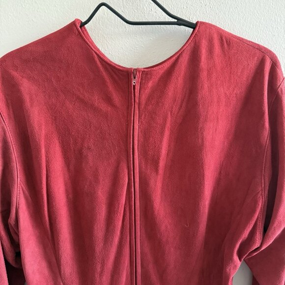 VTG Suede Maxi Dress Size 8 Medium Boho Western A&F Cowgirl Genuine Leather Red - Picture 9 of 13